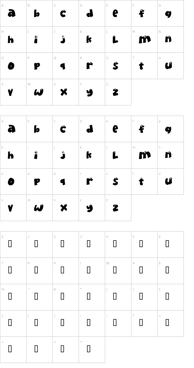 Character Map EyeOnlyHaveEyesForYou Font