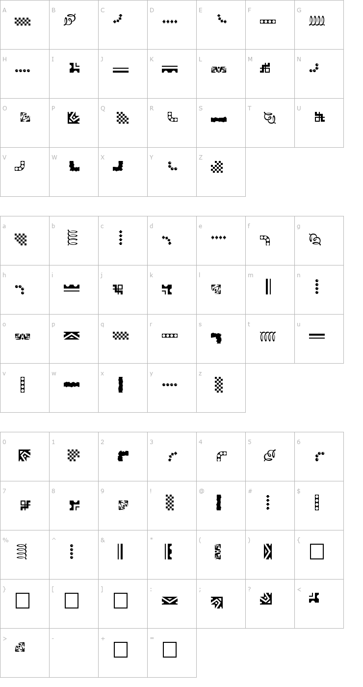 Character Map EZBorder Font