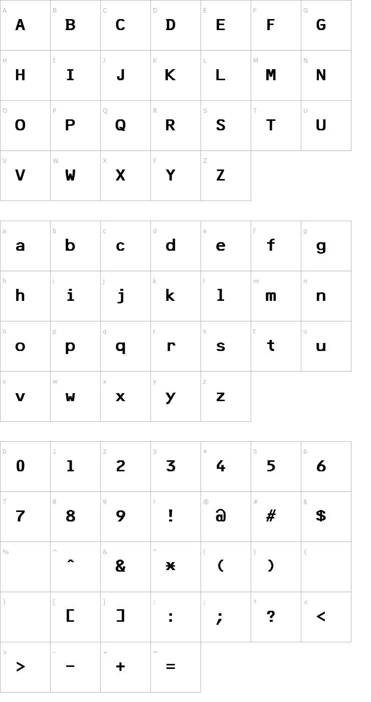 Character Map F25 Bank Printer Font