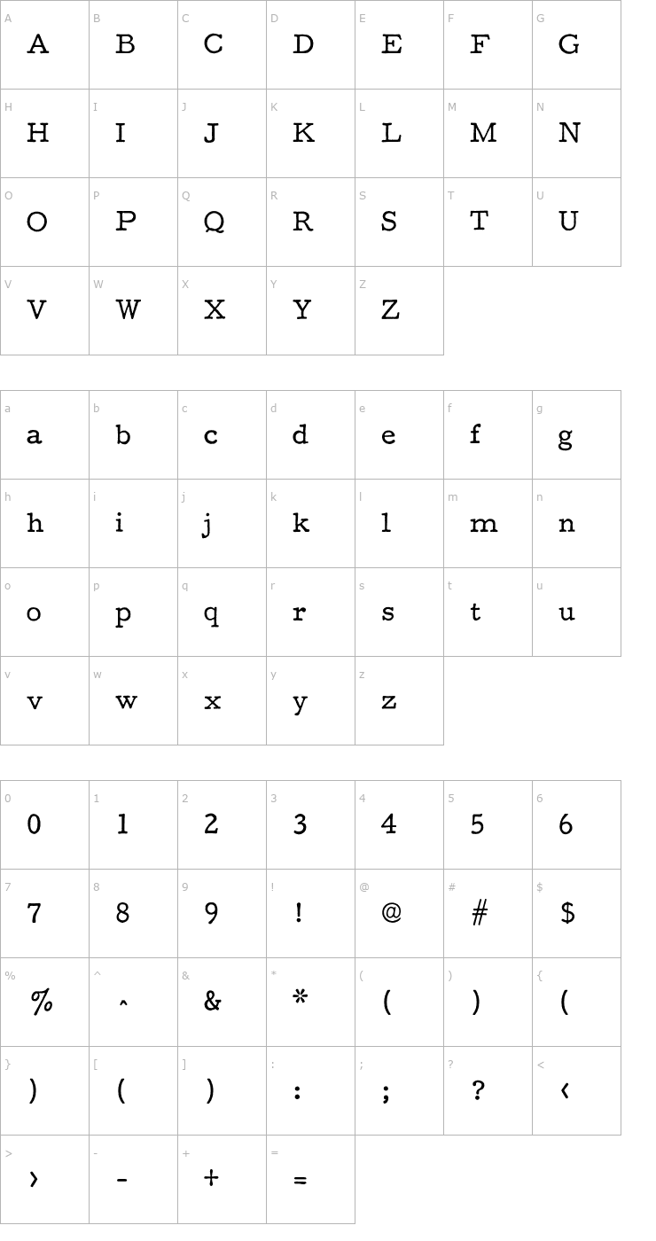 Character Map F25 Executive Font