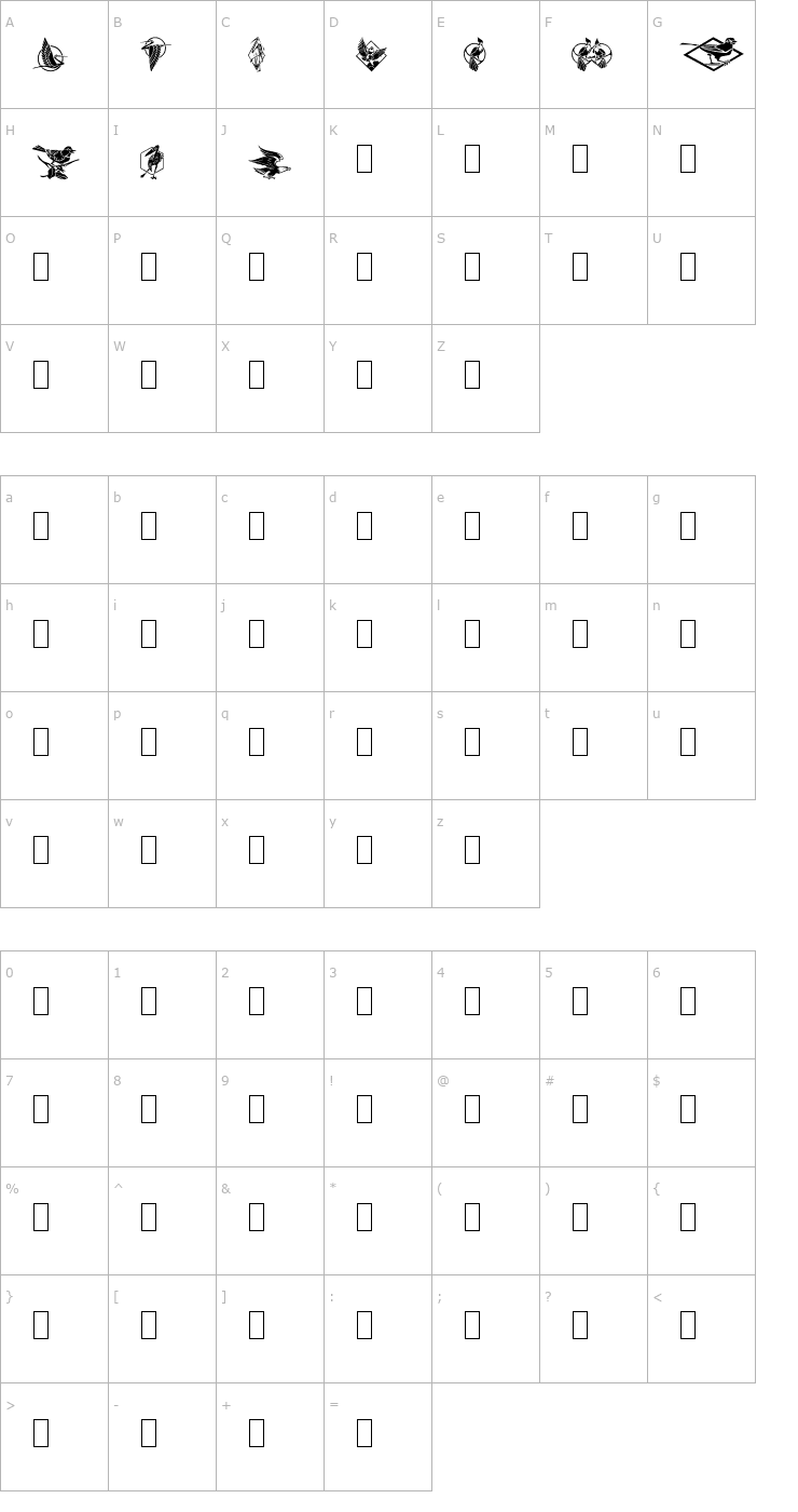 Character Map Fabeldyr 2 Font