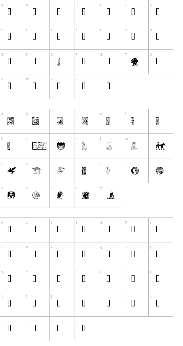 Character Map Fabeldyr Font