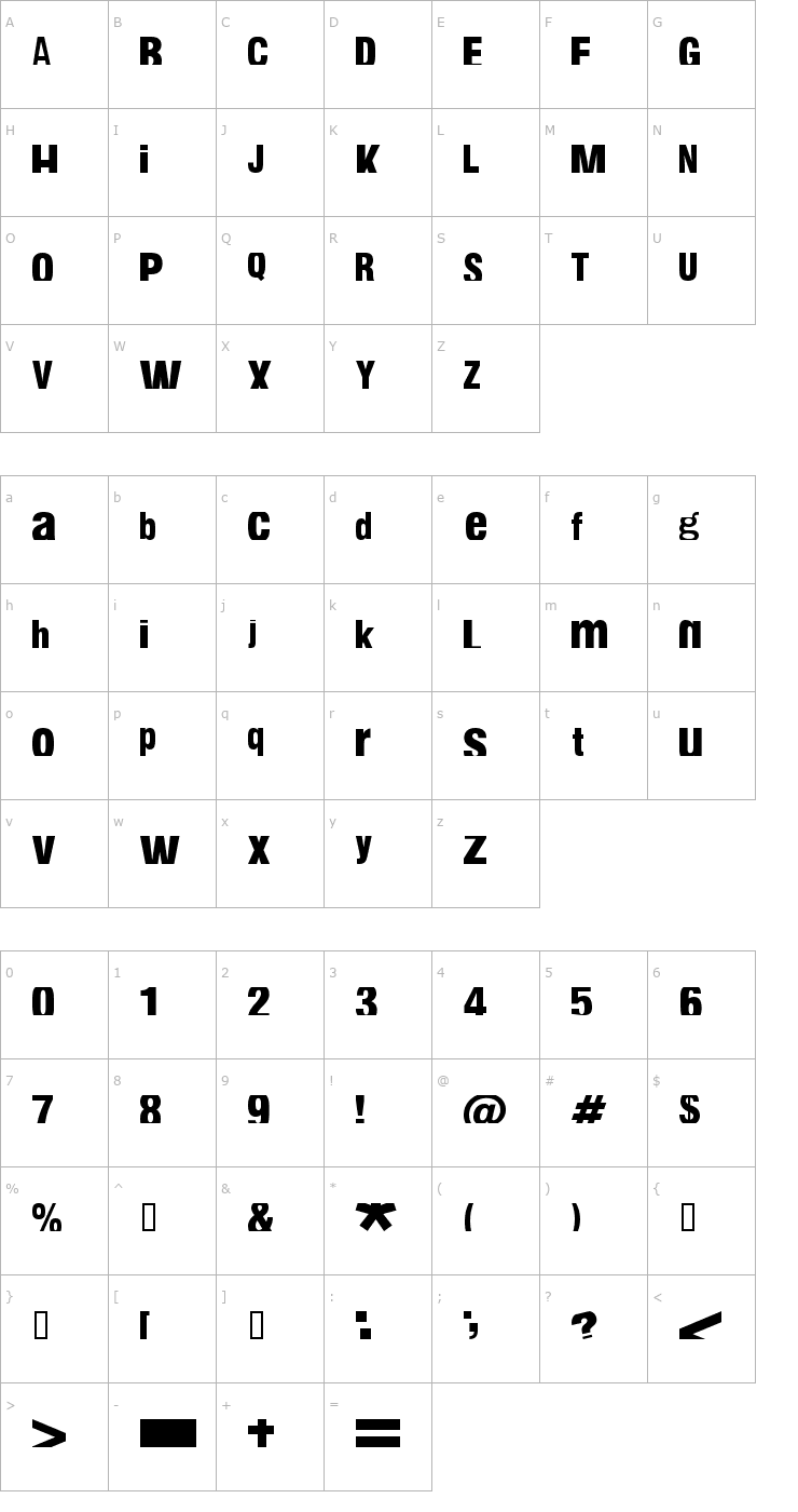 Character Map Fabianestem Font