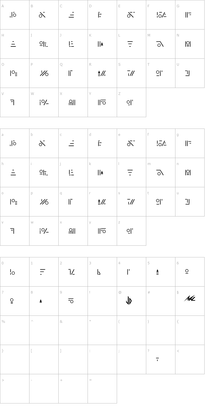 Character Map Fabrini Font