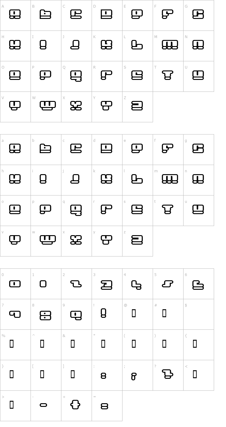 Character Map Face plant hollow 2 Font