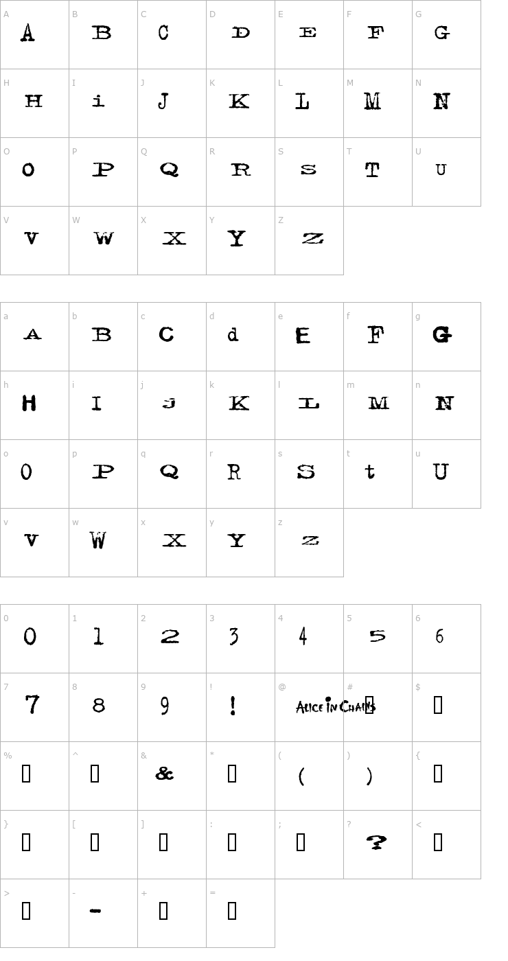 Character Map Facelift Font