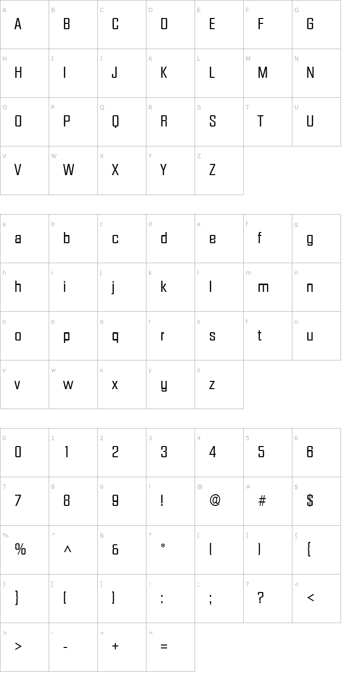 Character Map Facet Regular Font