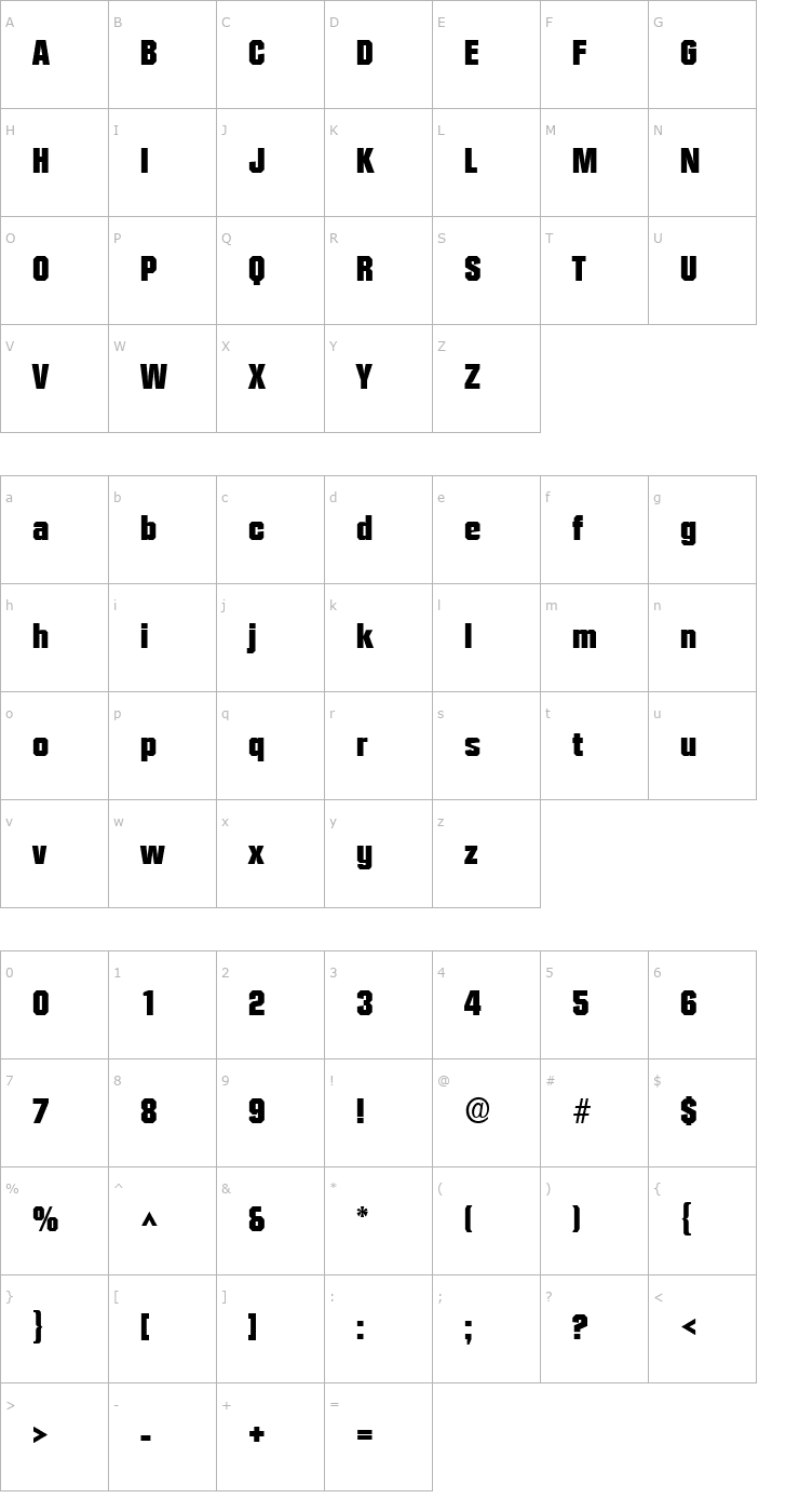 Character Map FacetBlack Regular Font