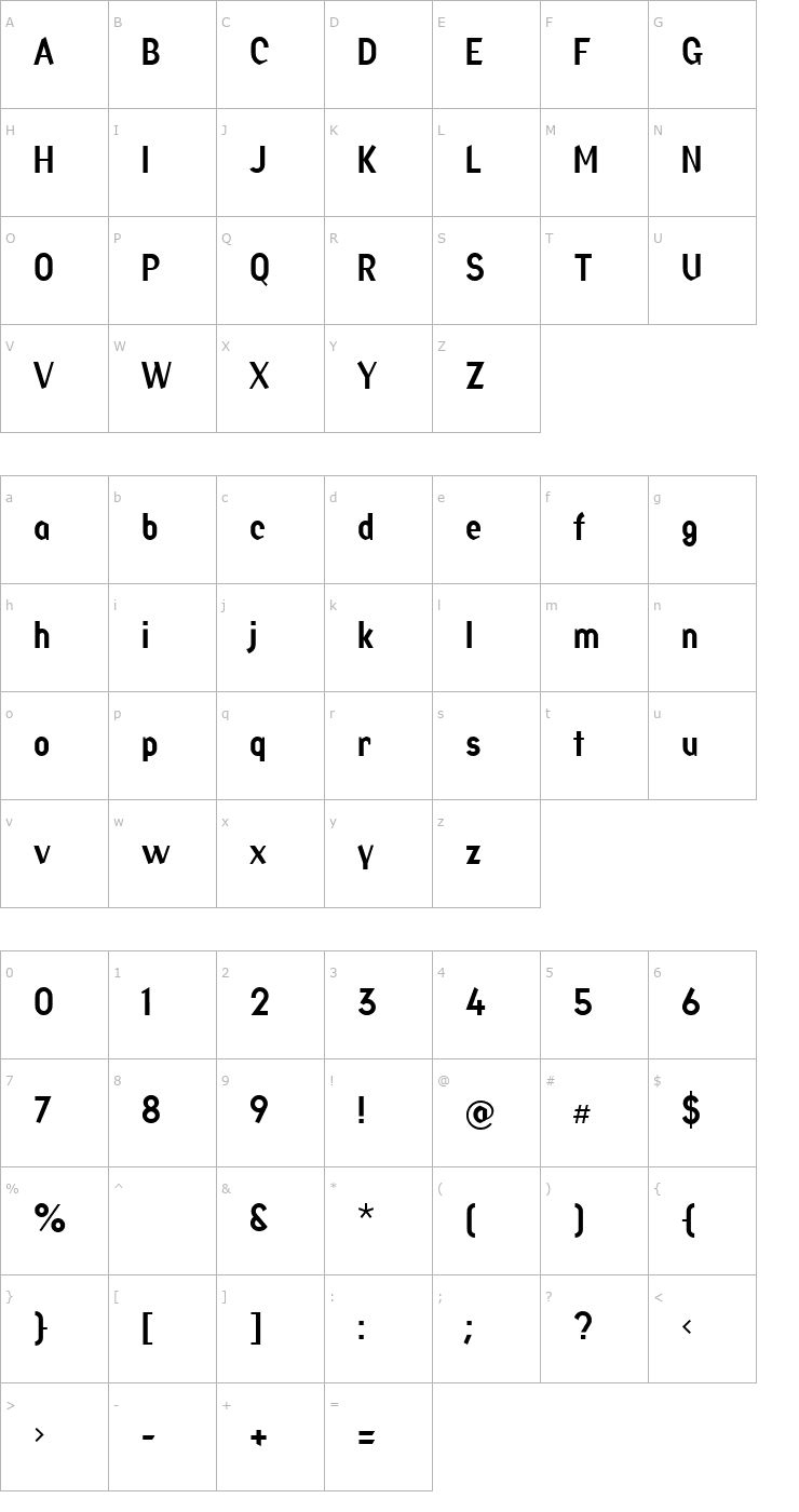 Character Map FactoryLiningNumbers Font