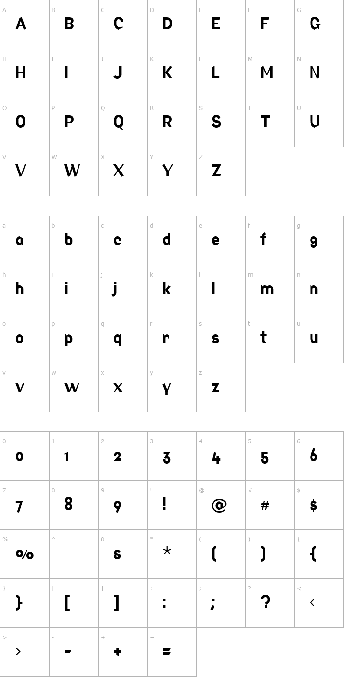 Character Map FactoryWide Font