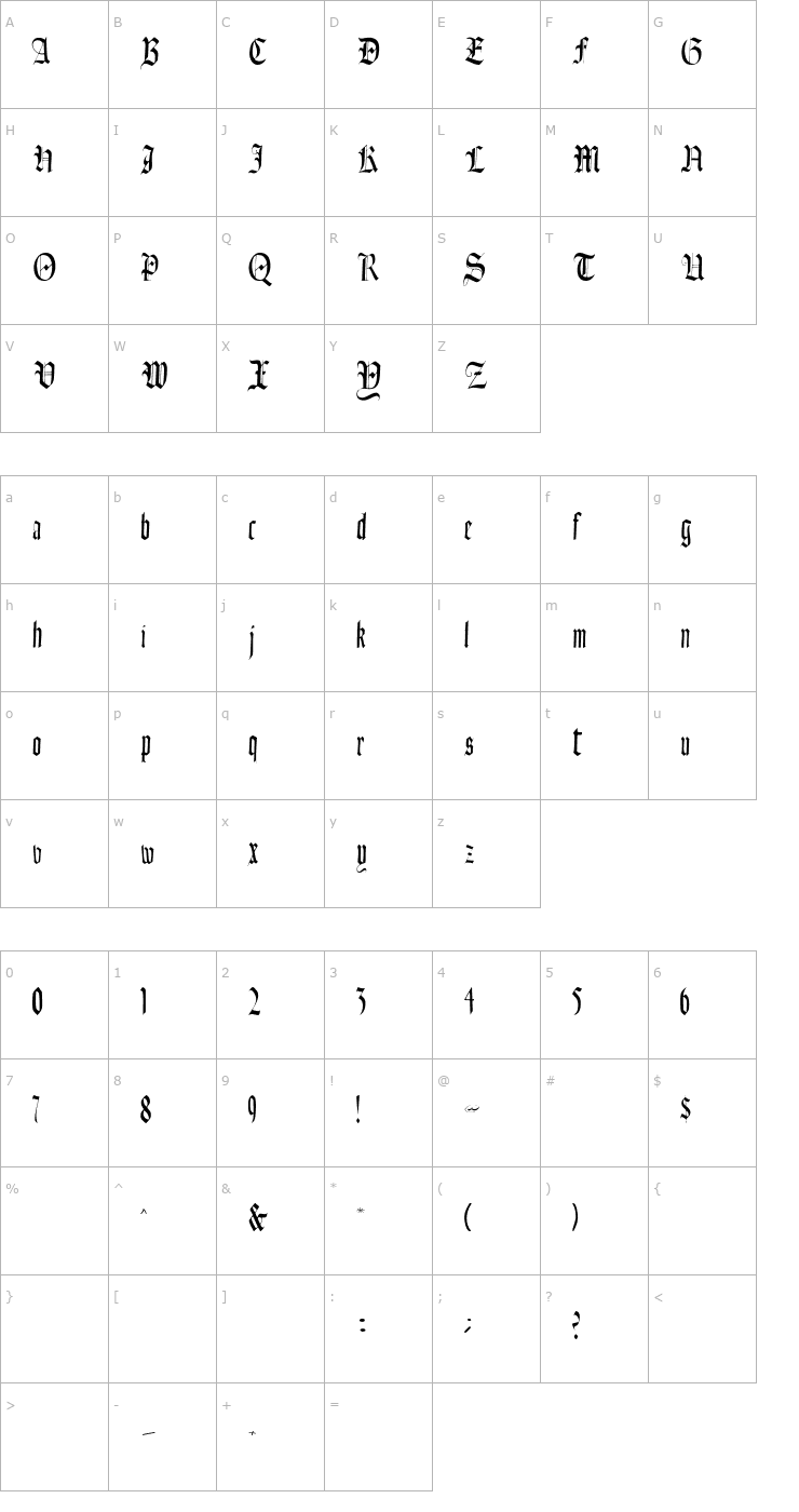 Character Map Fains Font