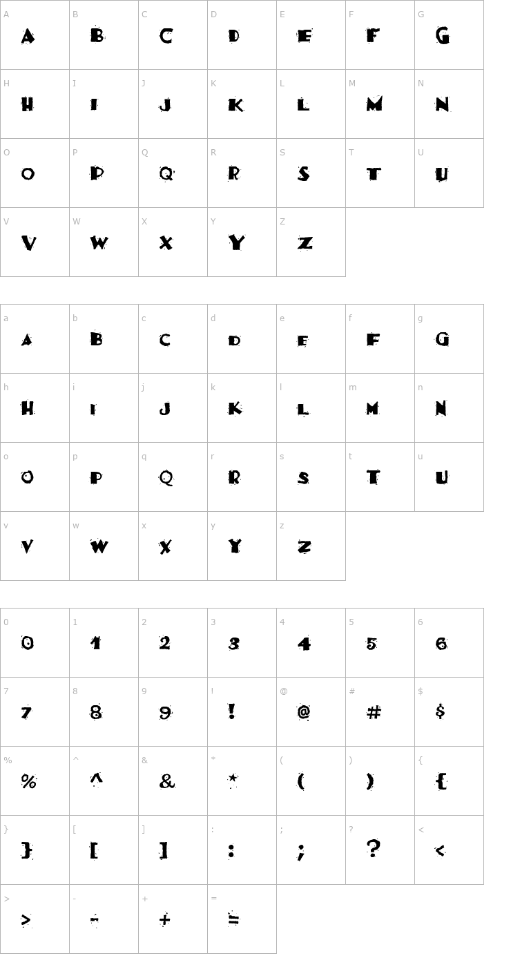 Character Map Fajita ICG Mild Font