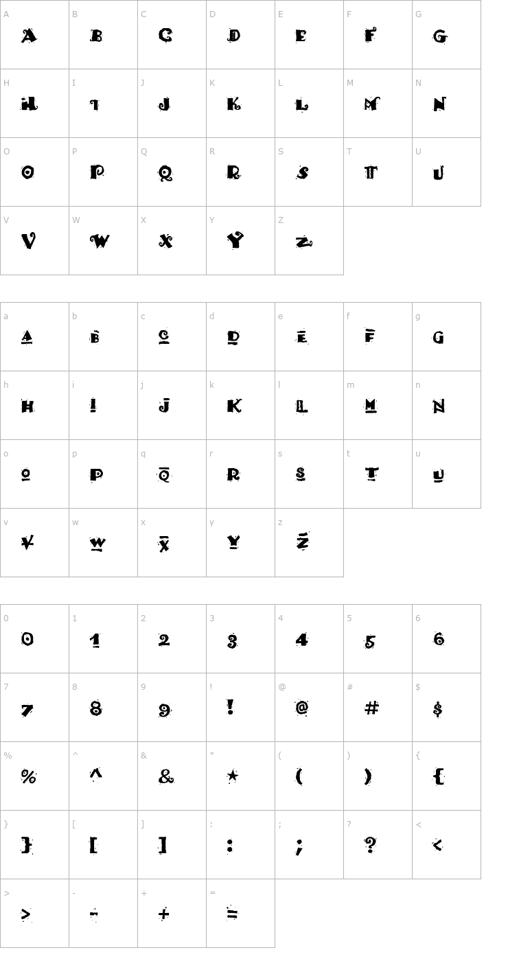 Character Map Fajita ICG Picante Font