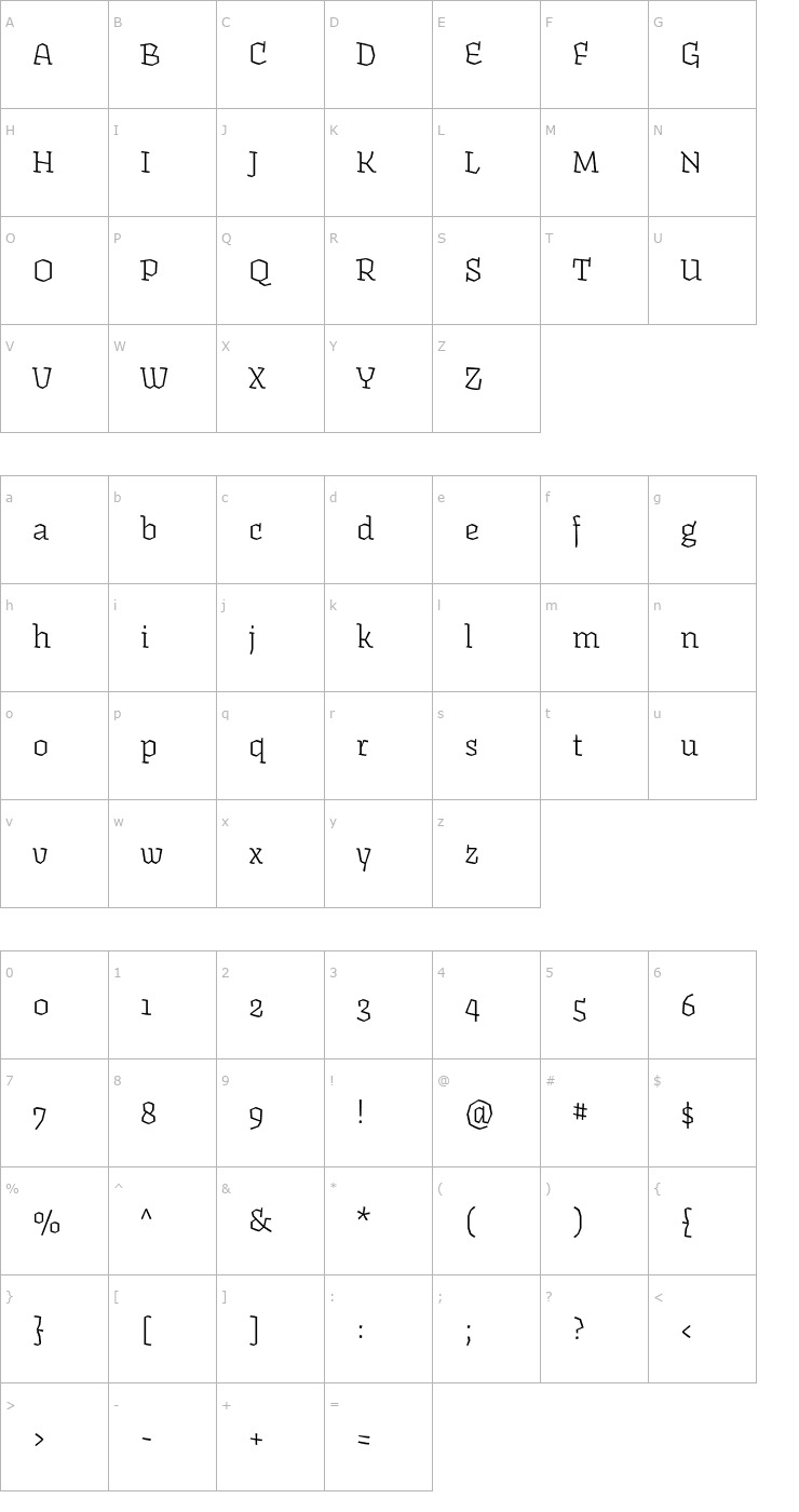Character Map Fakir-Regular Font