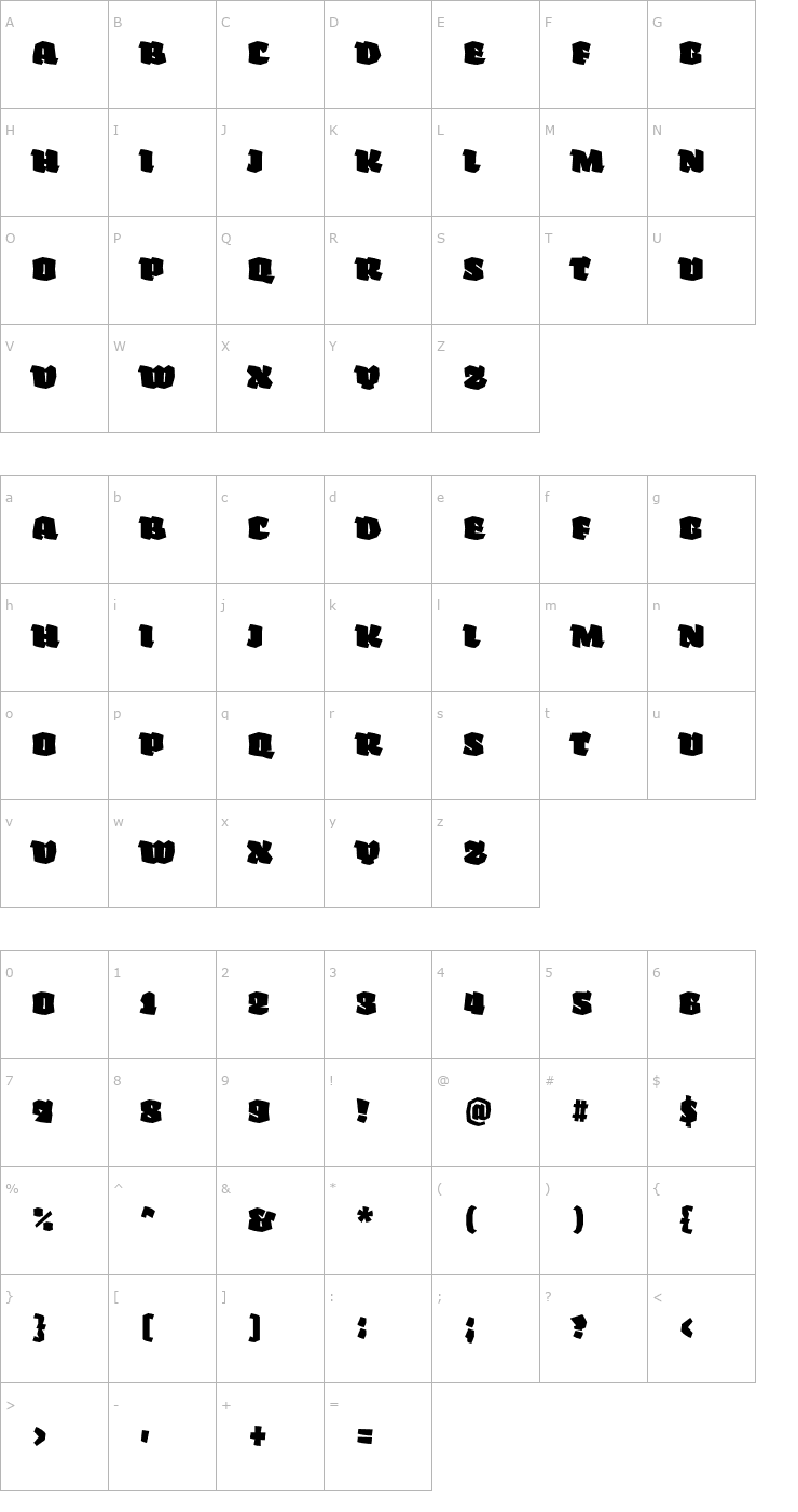 Character Map FakirDisplay-BlackSmCp Font