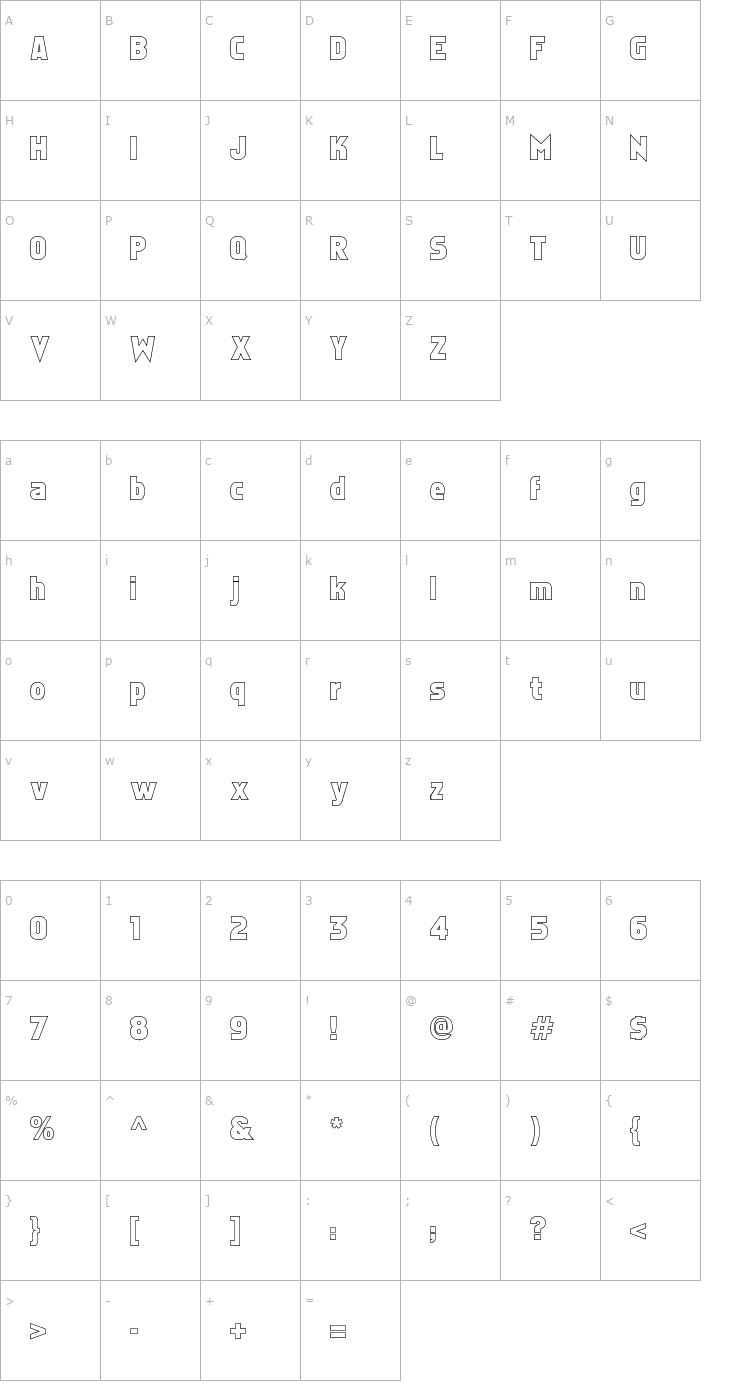 Character Map Faktos Outline Font