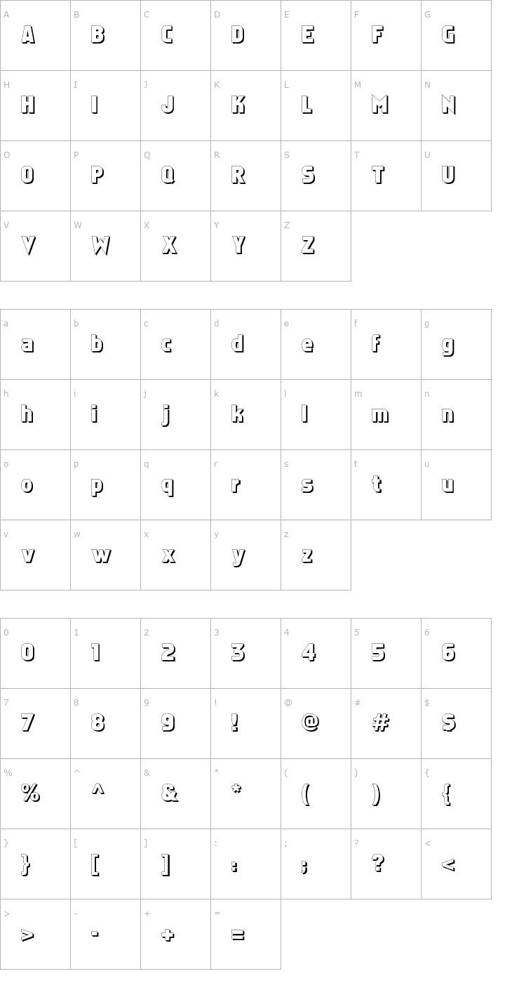 Character Map Faktos Shadow Font