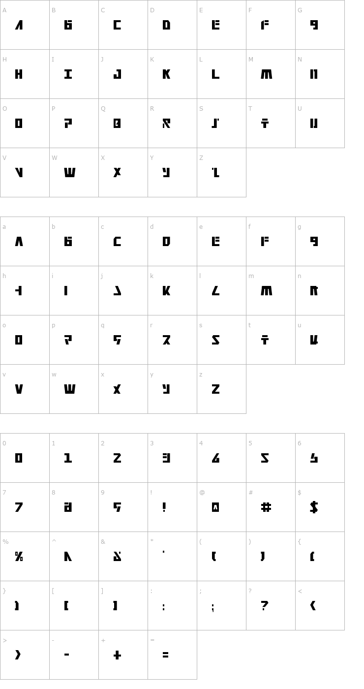 Character Map Falconhead Condensed Font