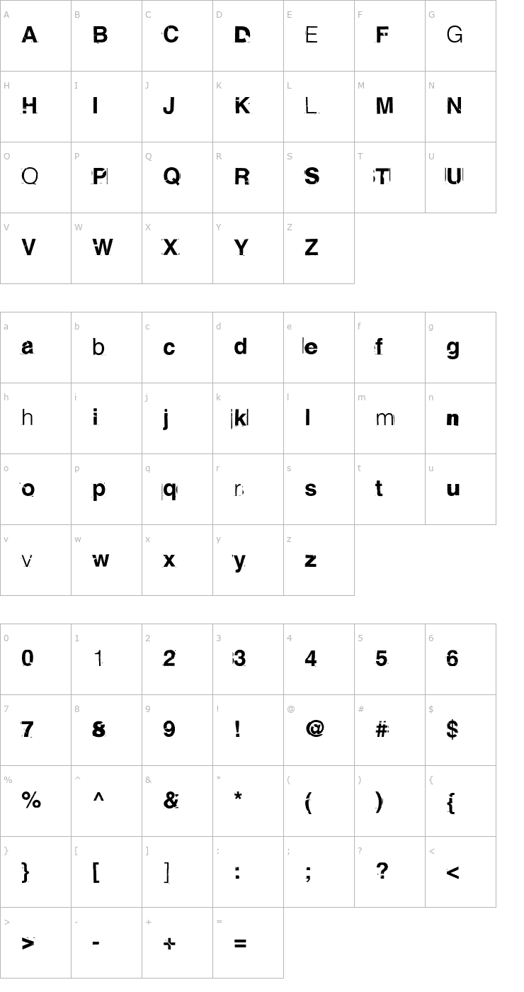 Character Map Falseidol-Regular Font