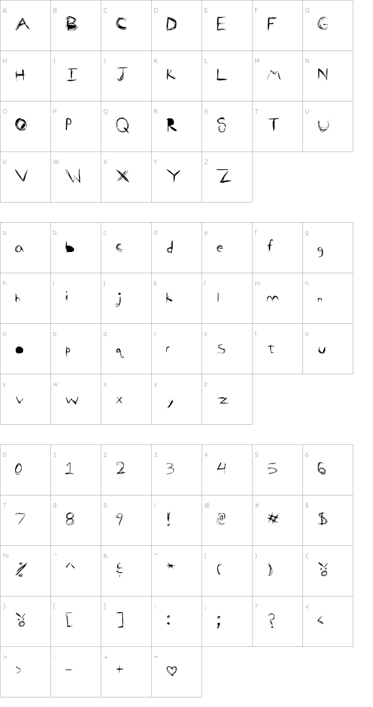Character Map Family Bonding Font