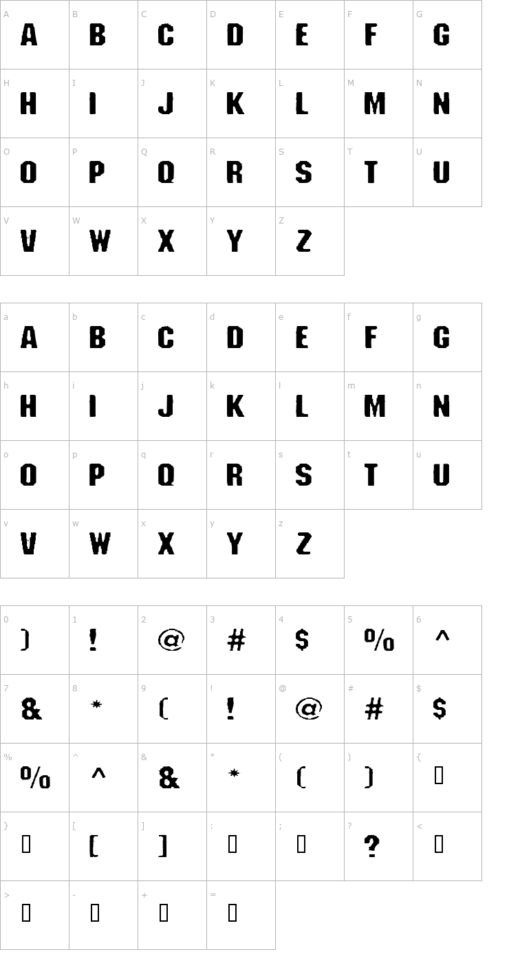 Character Map Fanatika Two Font