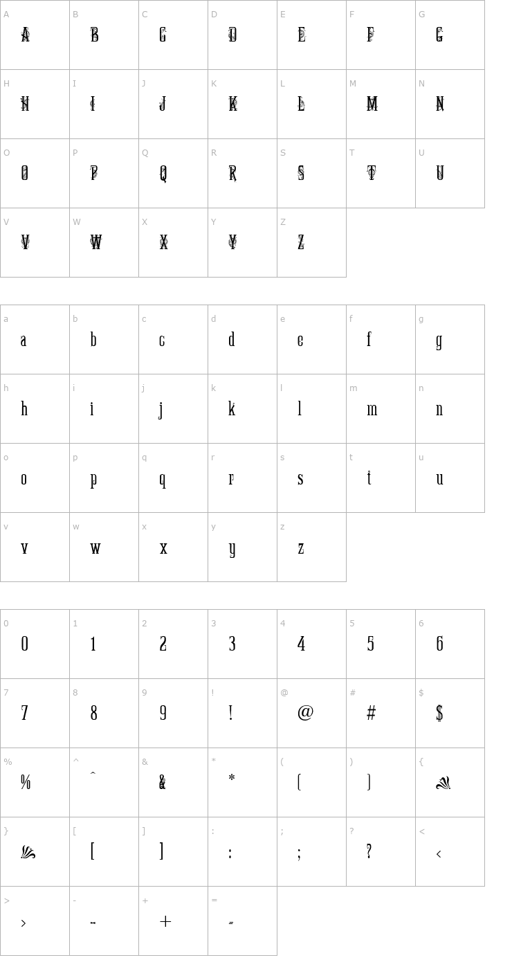 Character Map Fancy Celtic Font