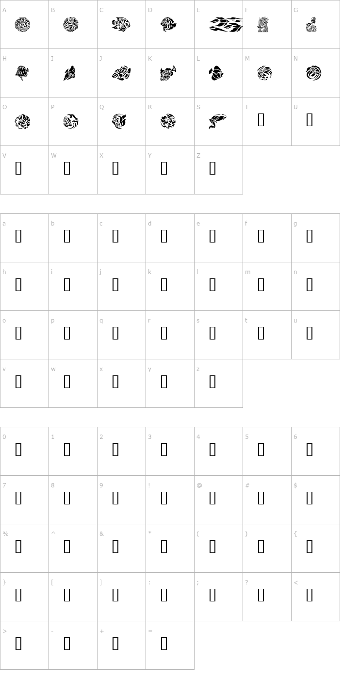 Character Map Fancy Fish Font