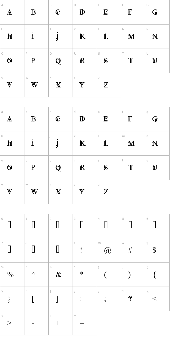 Character Map Fane Serane Font