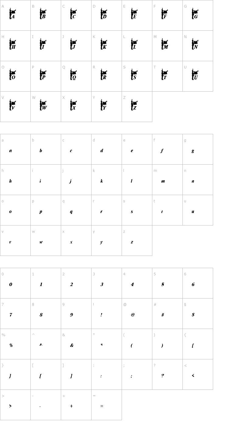 Character Map Fanfare Becker Font