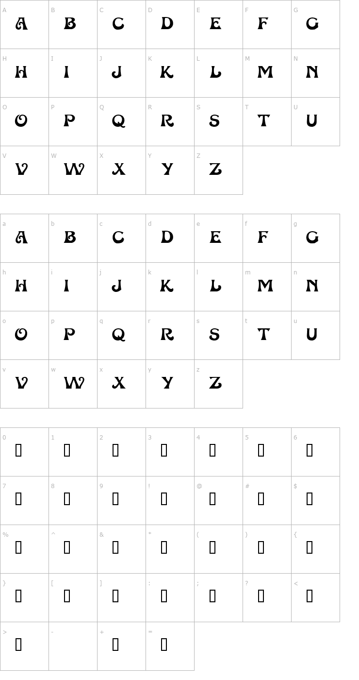 Character Map Fantaisie1 Font