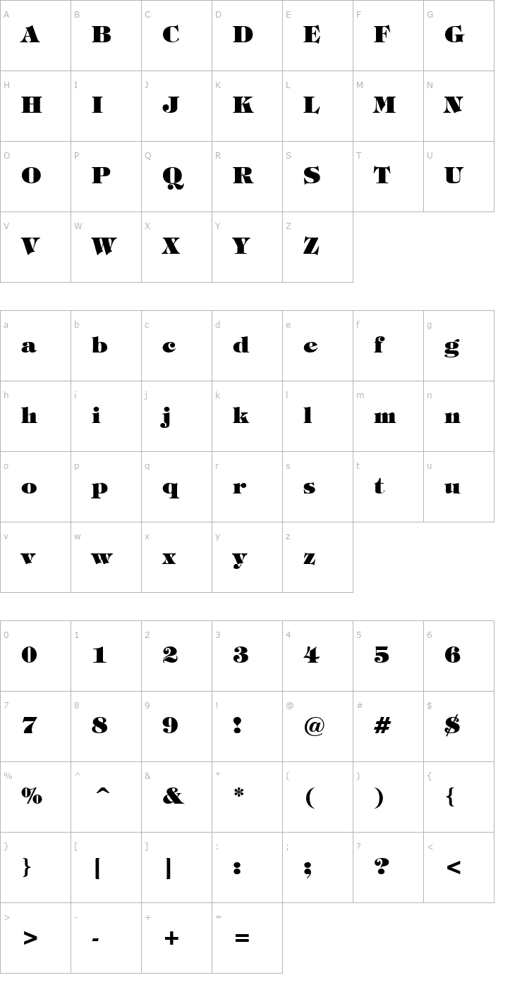 Character Map Fantasy Heavy Font