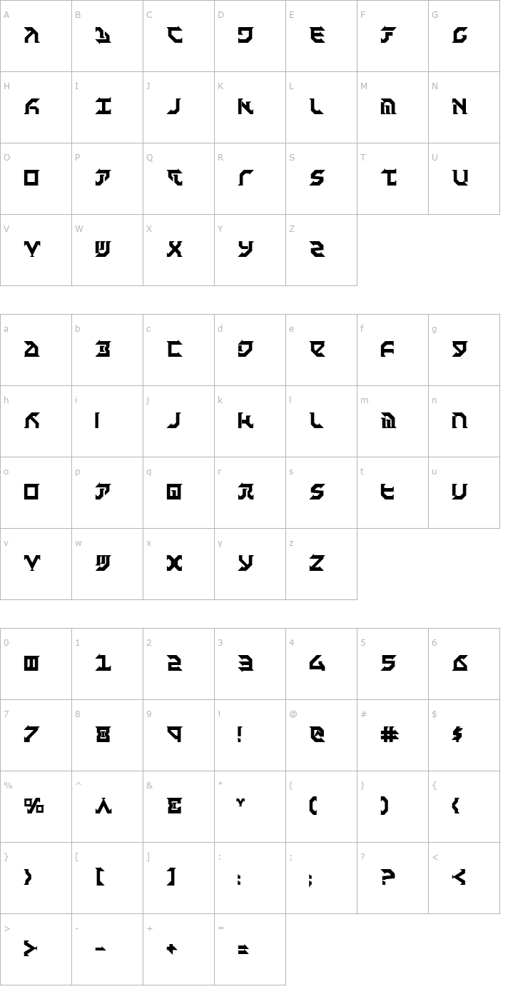 Character Map Fantazian Bold Font