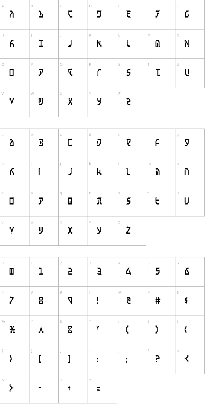 Character Map Fantazian Condensed Font