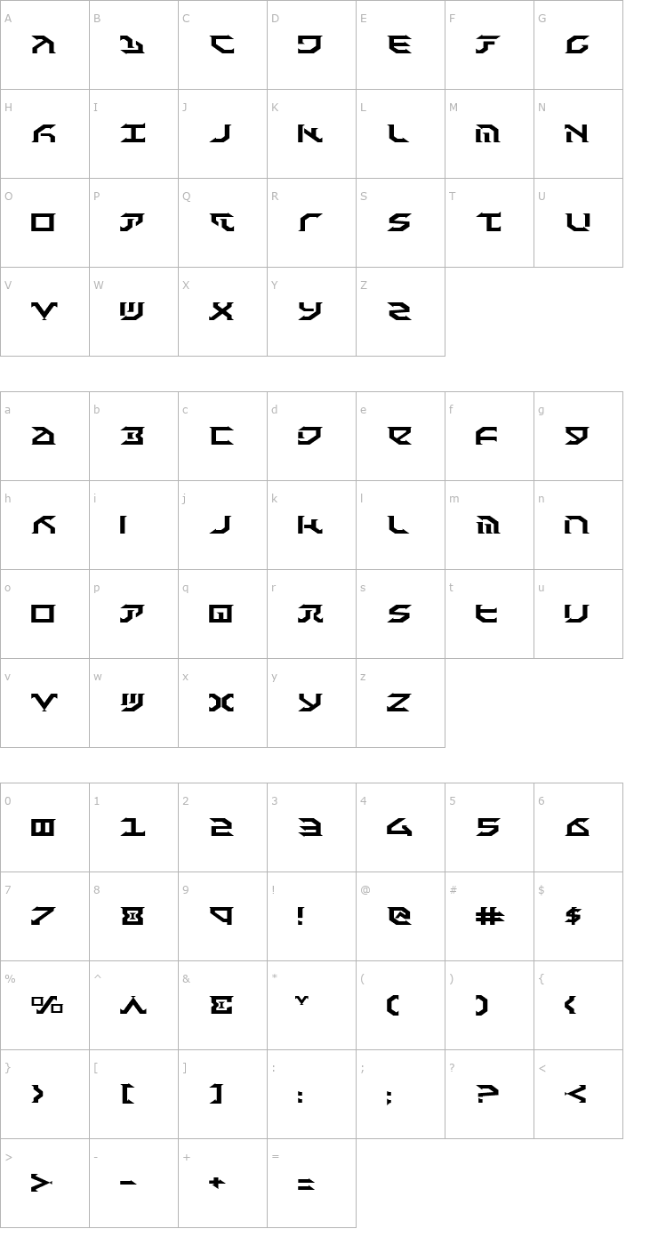 Character Map Fantazian Expanded Font