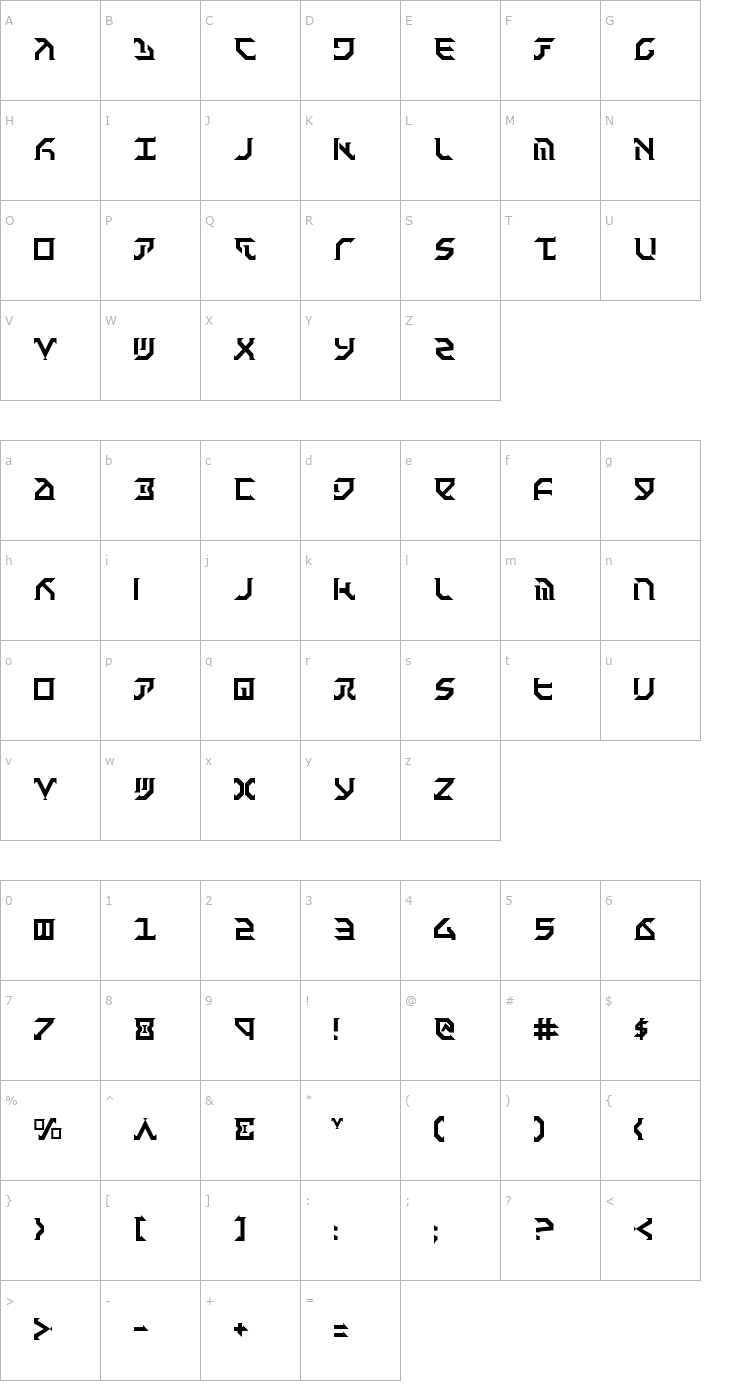 Character Map Fantazian Font