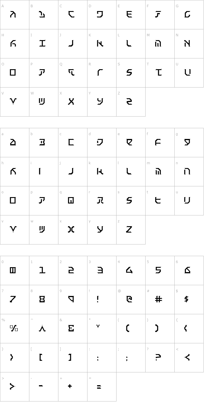 Character Map Fantazian Light Font