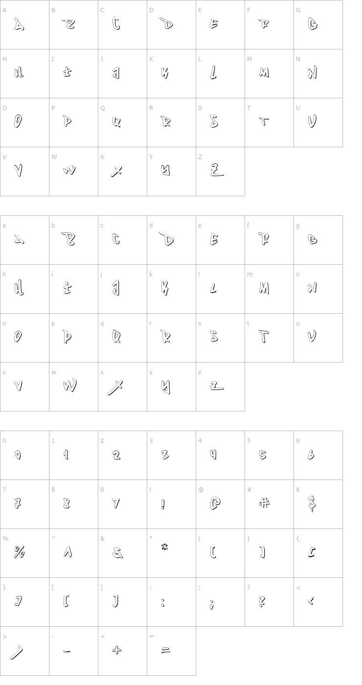 Character Map Fantom 3D Font