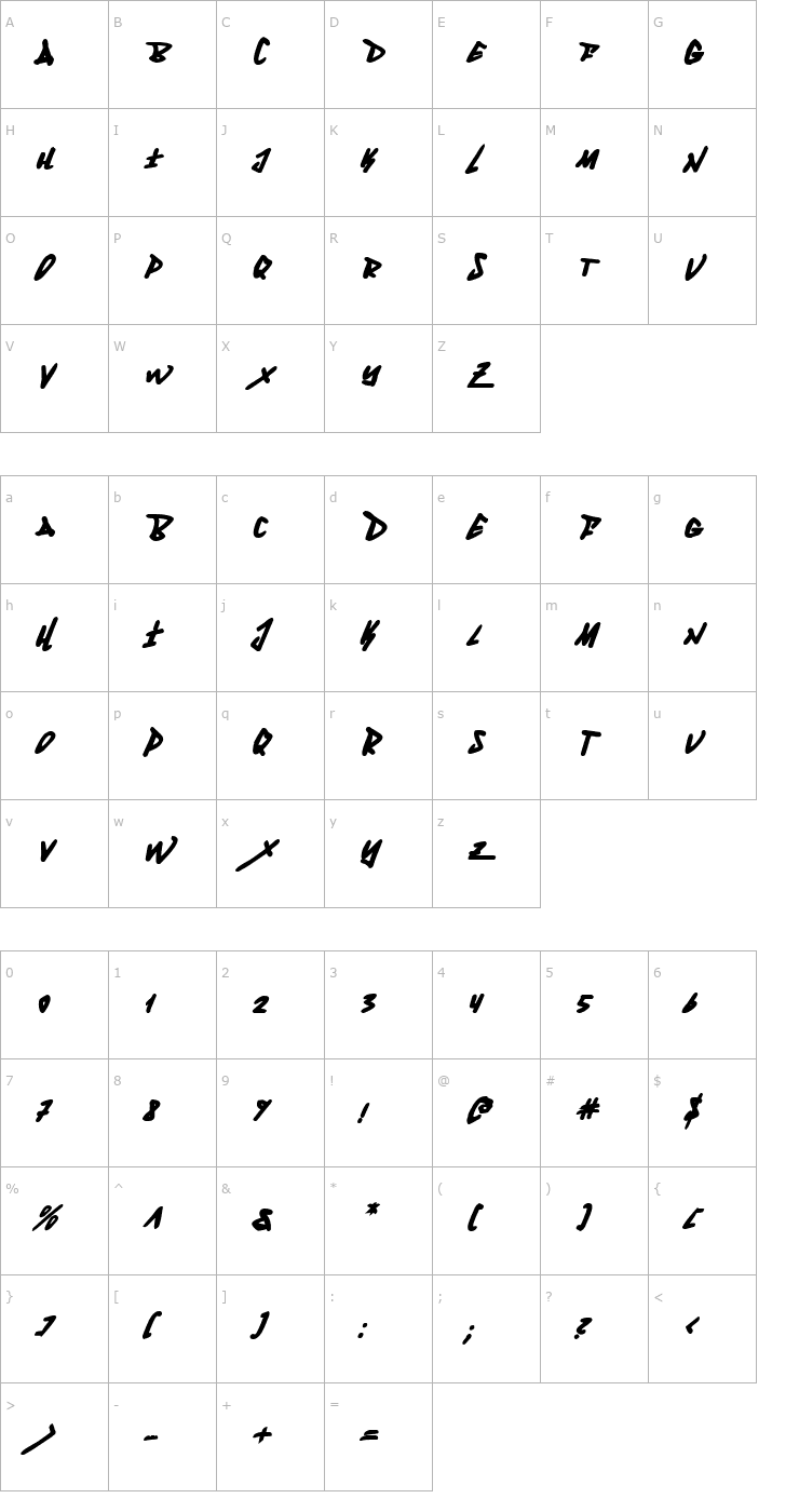 Character Map Fantom Bold Italic Font