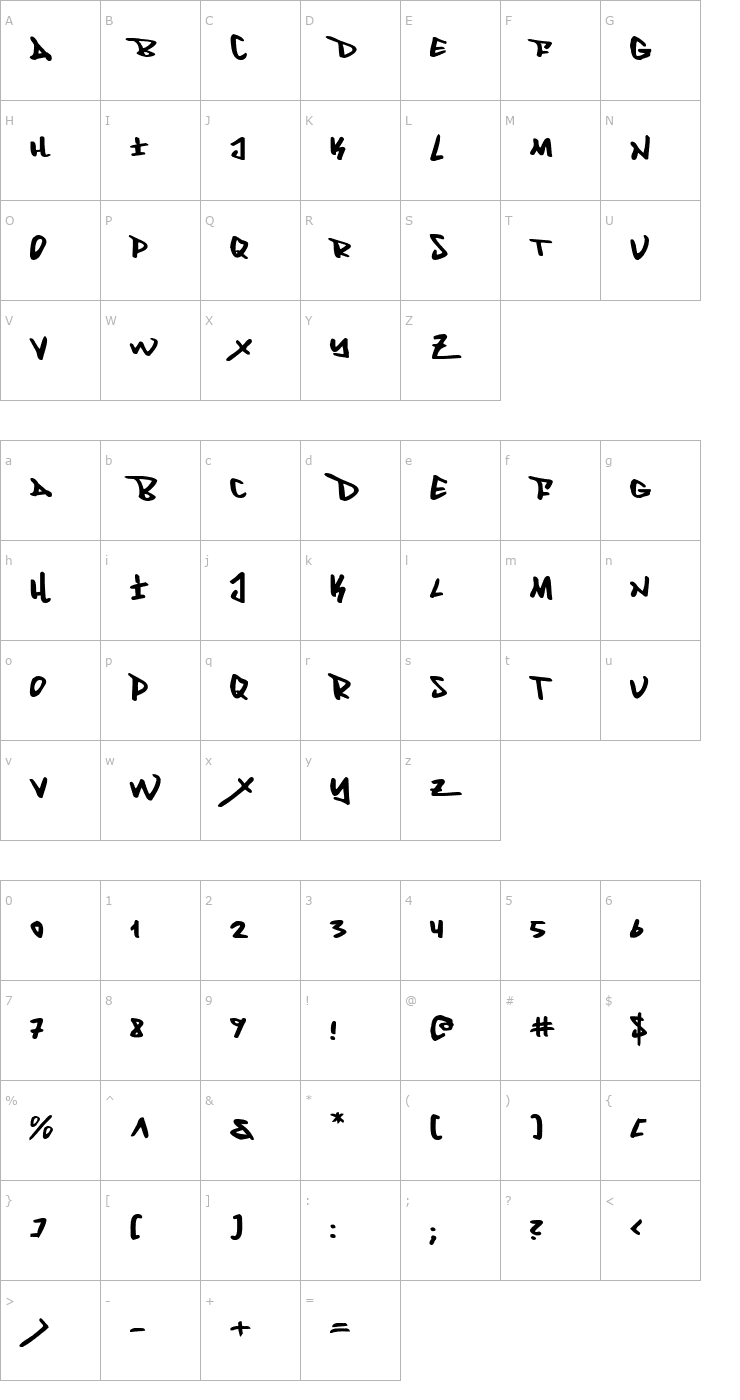 Character Map Fantom Expanded Font