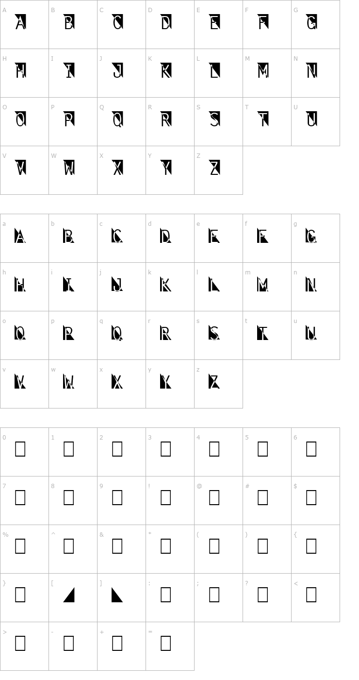 Character Map Fantomet 2 Font