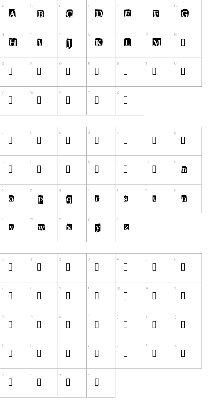 Character Map FanzineTrial Font