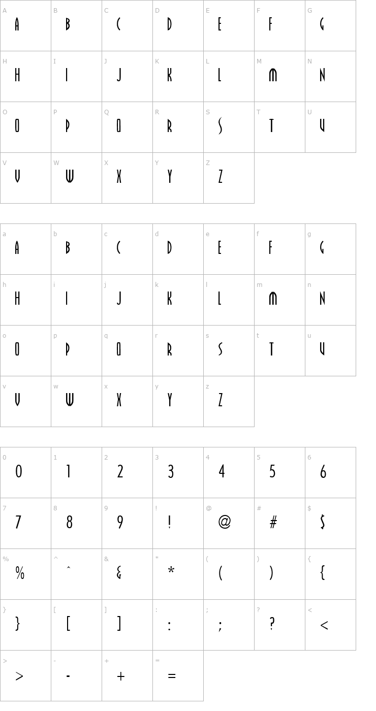 Character Map Farscape 1 Font