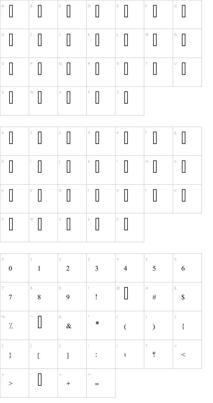 Character Map Farsi Simple Bold Font