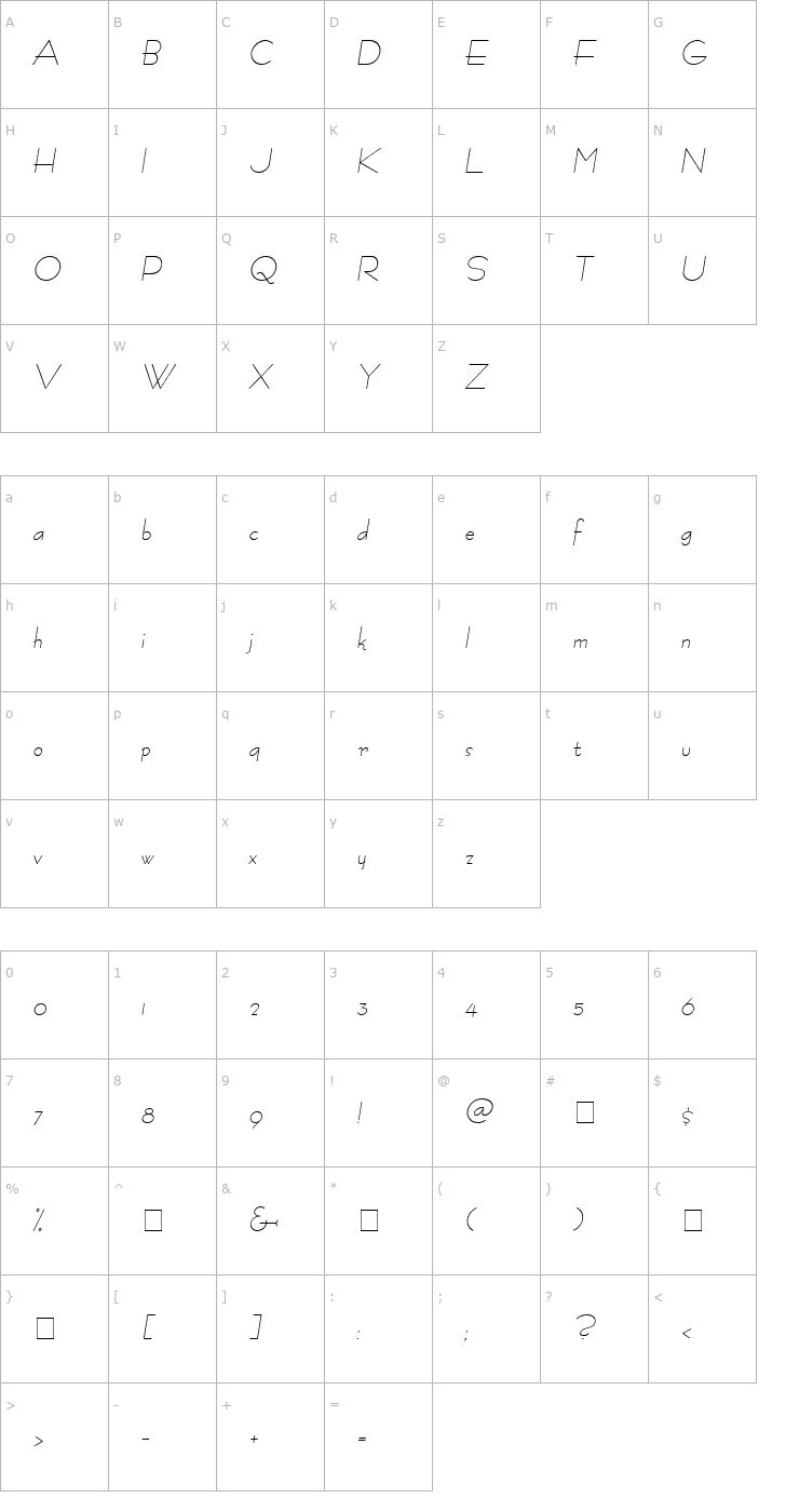 Character Map Fashion Oblique Font