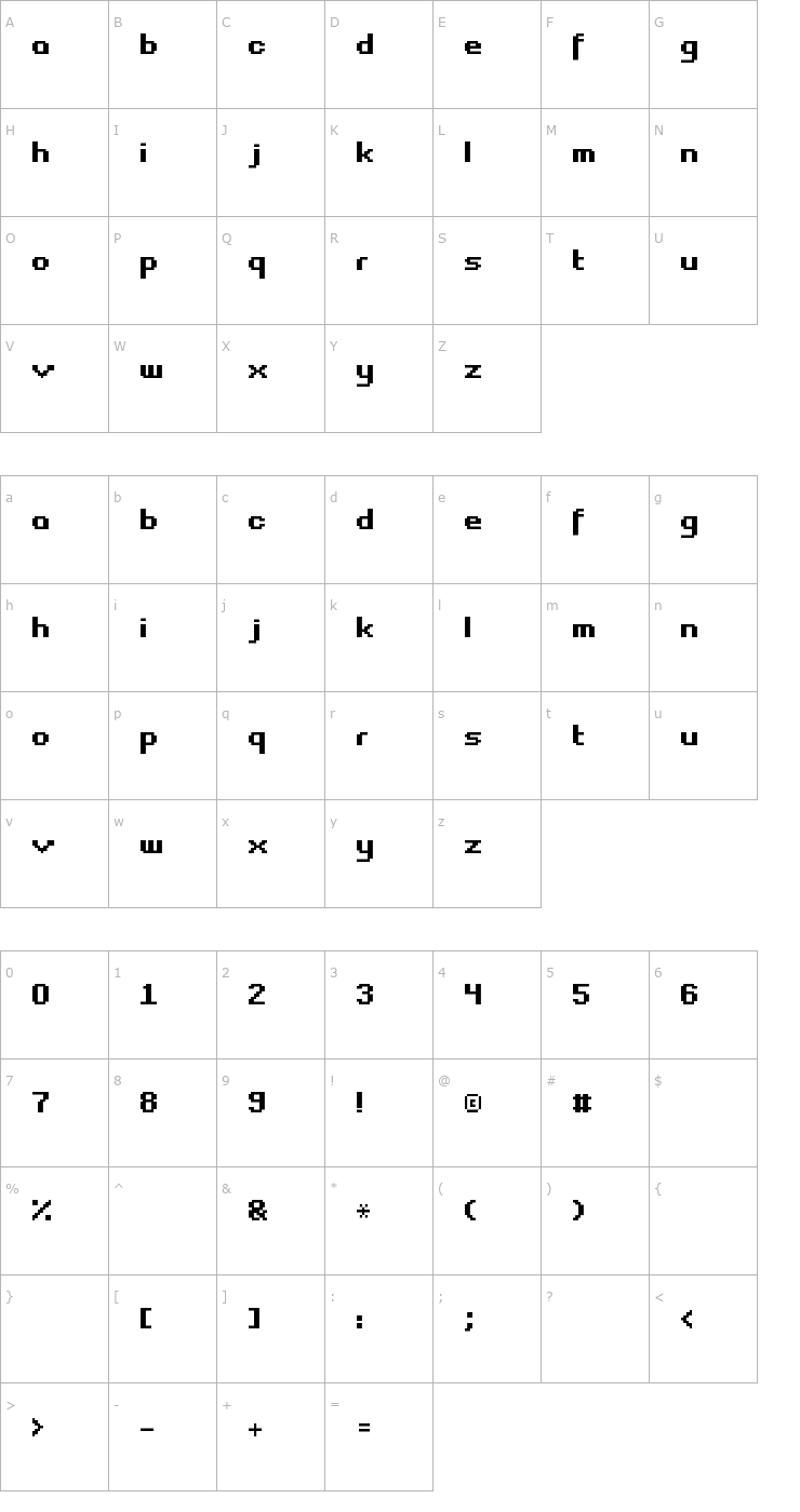 Character Map Fasttracker II Font
