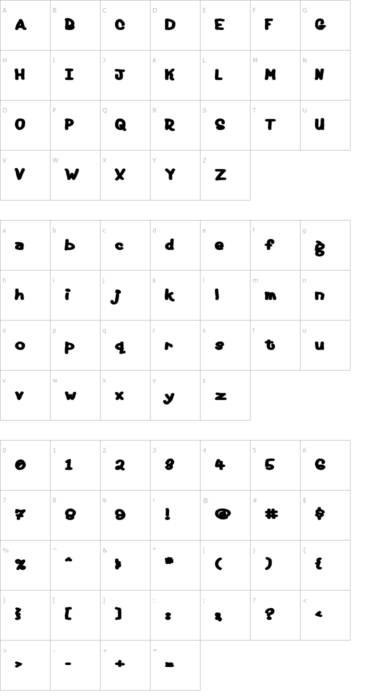 Character Map Fat Font