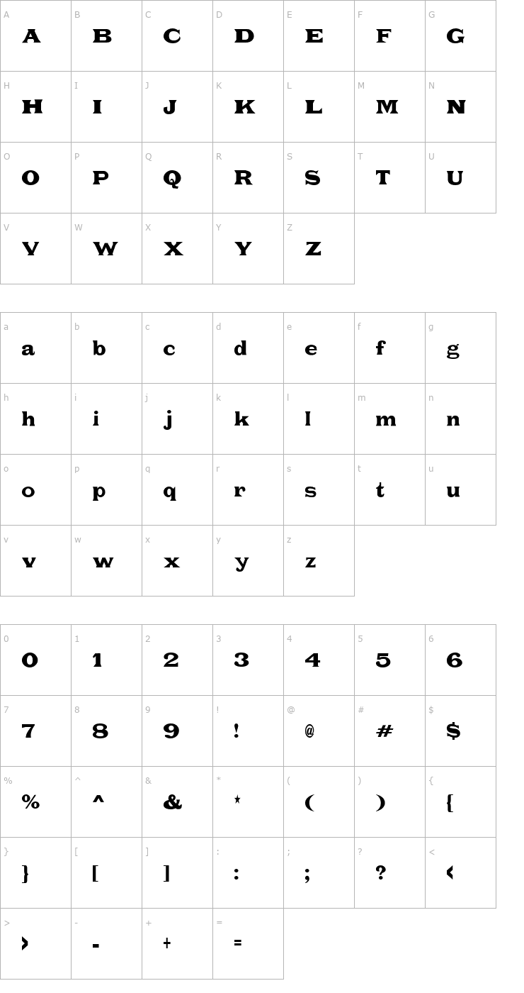 Character Map Fat Legs Font