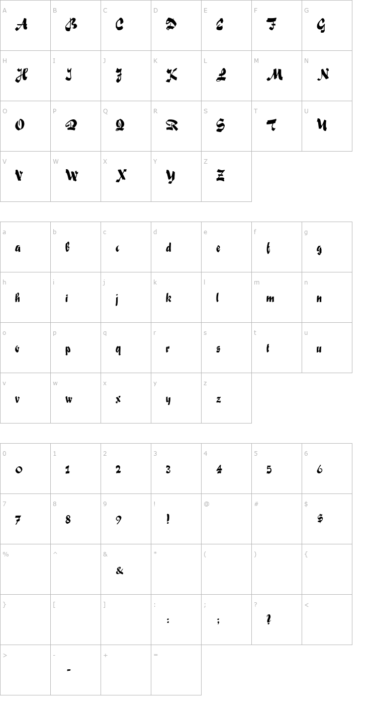 Character Map FatScript Font