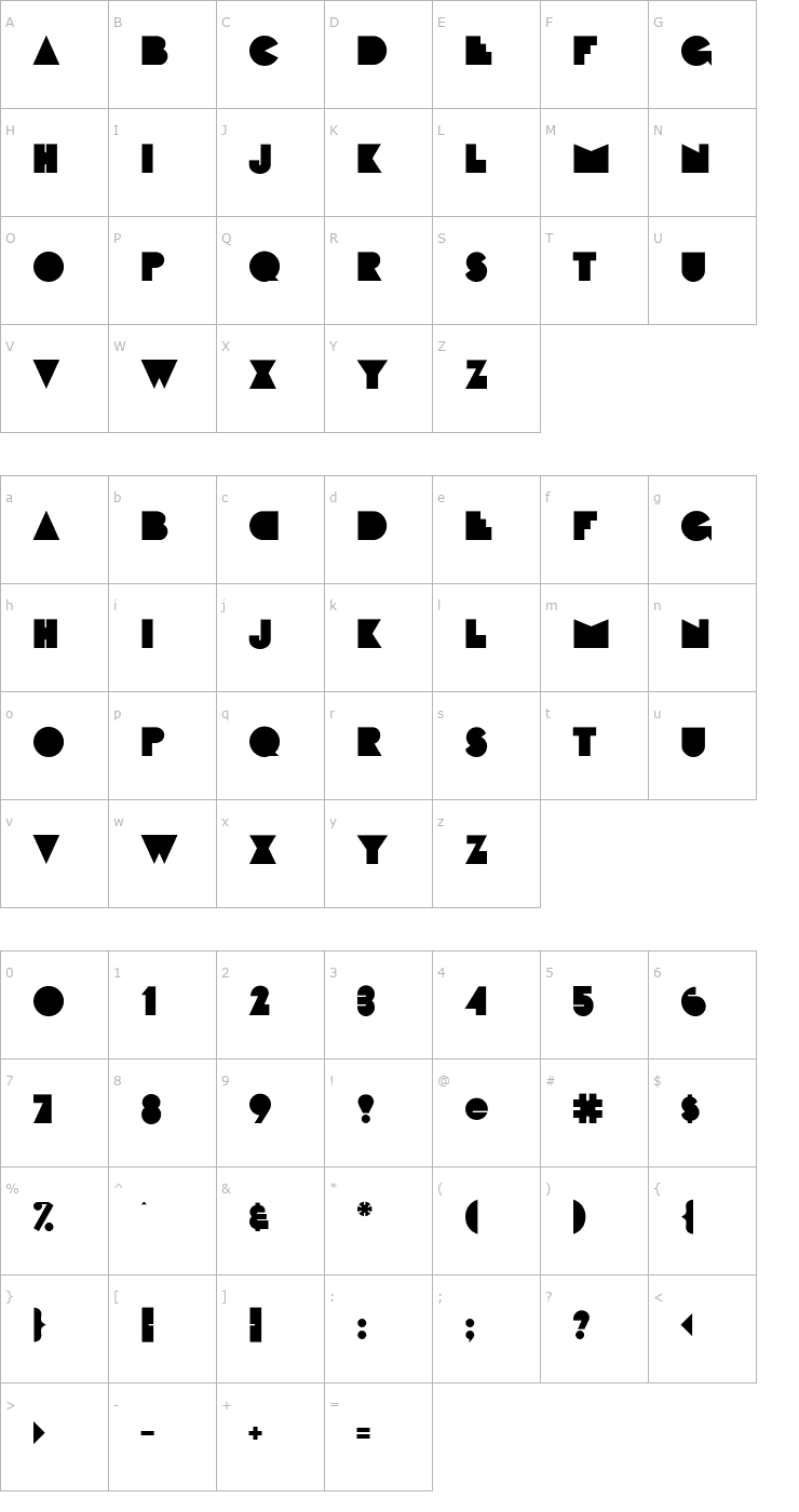 Character Map FattiPattiFLF-Bold Font