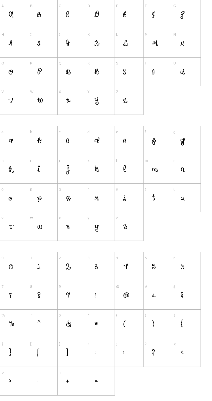 Character Map FB Melissa Font